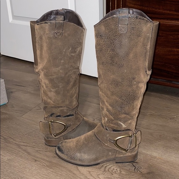 Brown Distressed Riding Boots Size 7.5 - Picture 2 of 5
